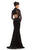 Johnathan Kayne - 9059 High Neck Long Sleeves Mermaid Gown In Black