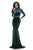Johnathan Kayne - 9059 High Neck Long Sleeves Mermaid Gown In Blue