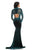 Johnathan Kayne - 9059 High Neck Long Sleeves Mermaid Gown In Blue