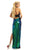 Johnathan Kayne - 9062 Sequined Plunging Halter Gown with Slit In Green