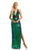 Johnathan Kayne - 9062 Sequined Plunging Halter Gown with Slit In Green