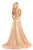 Johnathan Kayne - 9066 Bead Embellished Plunging Halter Ballgown In Pink and Gold