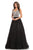 Johnathan Kayne - 9067 Sleeveless Sparkly Glitter Mesh A-Line Gown In Black and Silver