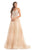 Johnathan Kayne - 9067 Sleeveless Sparkly Glitter Mesh A-Line Gown In Neutral