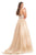 Johnathan Kayne - 9067 Sleeveless Sparkly Glitter Mesh A-Line Gown In Neutral