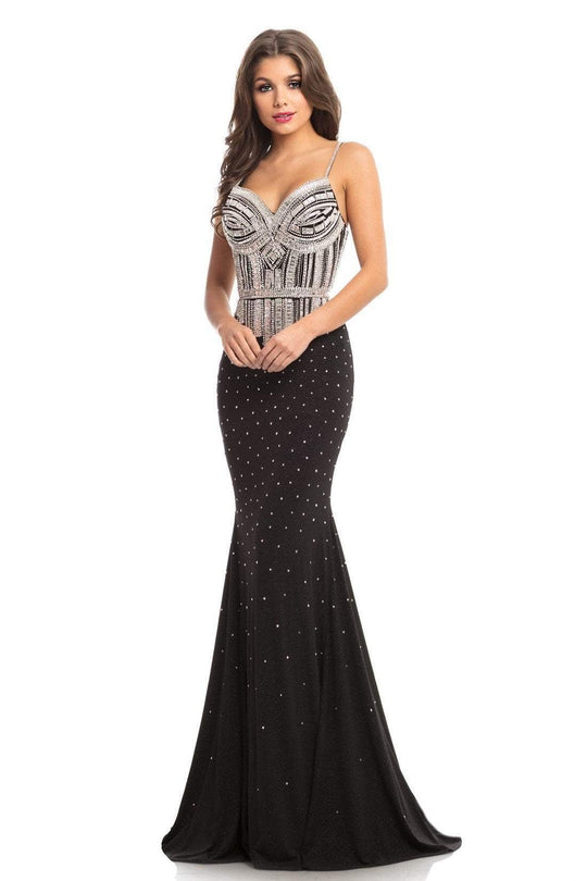 Johnathan Kayne - 9068 Bead Embellished Sweetheart Mermaid Dress In Black