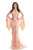 Johnathan Kayne - 9070 Floral Embroidered High Neck Evening Gown In Orange