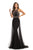 Johnathan Kayne - 9071 Beaded Halter Gown with Sheer Overskirt In Black and Gold