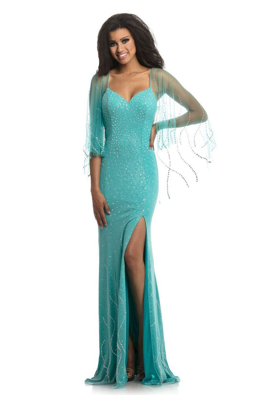 Johnathan Kayne - 9072 Sweetheart Glitter Knit Trumpet Dress In Green