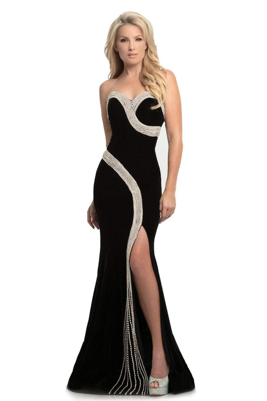 Johnathan Kayne - 9075 Strapless Embellished Sweetheart Mermaid Dress In Black