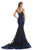 Johnathan Kayne - 9077 Floral Embroidered Mermaid Gown With Train In Black and Blue