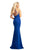 Johnathan Kayne - 9080 Embellished Halter V-neck Trumpet Dress In Blue
