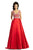 Johnathan Kayne - 9081 Beaded V-Neck Cap Sleeves Ballgown In Red
