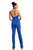 Johnathan Kayne - 9082 Embellished Halter V-neck Fitted Jumpsuit In Blue