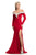 Johnathan Kayne - 9084 Embellished Long Sleeve Off-Shoulder Dress In Red