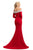 Johnathan Kayne - 9084 Embellished Long Sleeve Off-Shoulder Dress In Red