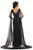 Johnathan Kayne - 9085 Embroidered Illusion Bateau Trumpet Dress In Black and Blue