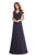 Johnathan Kayne - 9089 Embroidered Off-Shoulder A-Line Gown In Blue