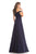 Johnathan Kayne - 9089 Embroidered Off-Shoulder A-Line Gown In Blue