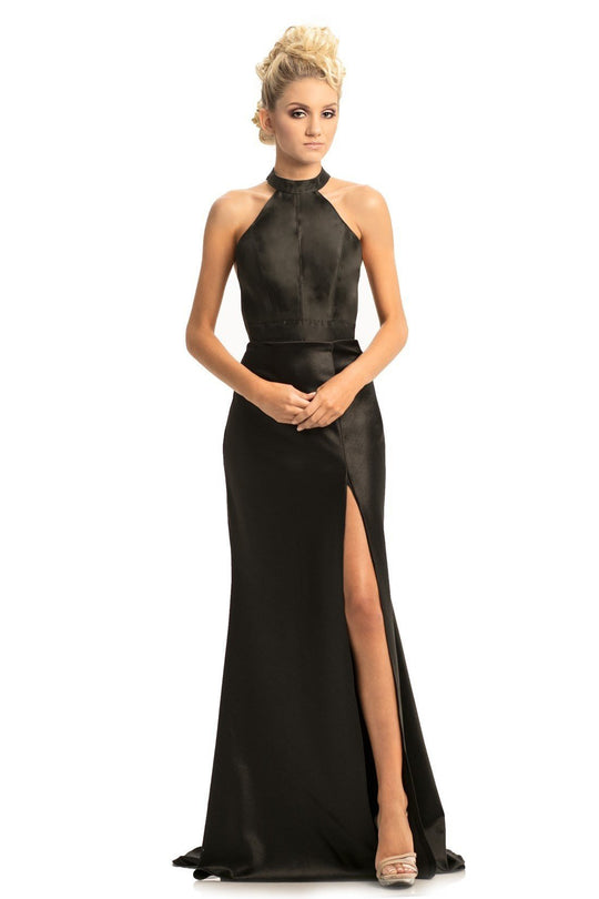 Johnathan Kayne - 9091 High Halter Racerback Trumpet Gown In Black