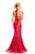 Johnathan Kayne - 9091 High Halter Racerback Trumpet Gown In Red