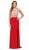 Dancing Queen - 9092 Jeweled Illusion Scoop High Slit Gown In Red