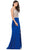Dancing Queen - 9092 Jeweled Illusion Scoop High Slit Gown In Blue