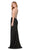 Dancing Queen - 9092 Jeweled Illusion Scoop High Slit Gown In Black
