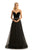Johnathan Kayne - 9094 Embellished Illusion Jewel Velvet A-line Dress In Black and Neutral