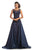 Johnathan Kayne - 9096 Beaded Embroidery Gown with Overskirt In Blue