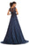 Johnathan Kayne - 9096 Beaded Embroidery Gown with Overskirt In Blue