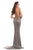 Johnathan Kayne - 9098 Sequined Fitted Sheath Evening Gown In Gray