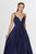 Angela & Alison - 91001 Sleeveless Low Scoop Back Beaded Satin Gown In Blue