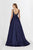 Angela & Alison - 91001 Sleeveless Low Scoop Back Beaded Satin Gown In Blue