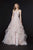 Angela & Alison - 91003 Sleeveless V Neck Drape Ruffled Glitter Ballgown In Pink