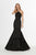 Angela & Alison - 91005 Embellished Halter Tiered Mermaid Dress In Black