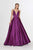 Angela & Alison - 91009 Plunging V-Neck Sleek Taffeta Gown In Purple