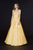 Angela & Alison - 91009 Plunging V-Neck Sleek Taffeta Gown In Yellow