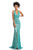 Johnathan Kayne - 9100 Bedazzled Plunging Halter V-neck Dress In Green