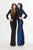 Angela & Alison - 91011 Hooded Long Sleeve Metallic Sheath Gown In Black and Blue