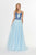 Angela & Alison - 91013 Blossom Appliqued Scoop Neck Tulle Gown In Blue