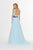 Angela & Alison - 91013 Blossom Appliqued Scoop Neck Tulle Gown In Blue