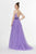 Angela & Alison - 91013 Blossom Appliqued Scoop Neck Tulle Gown In Purple