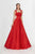 Angela & Alison - 91014 Square Neck Banded Cutout Back Ballgown In Red
