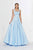 Angela & Alison - 91014 Square Neck Banded Cutout Back Ballgown In Blue