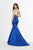 Angela & Alison - 91015 Two-Piece Rose Motif Appliqued Mermaid Gown In Blue