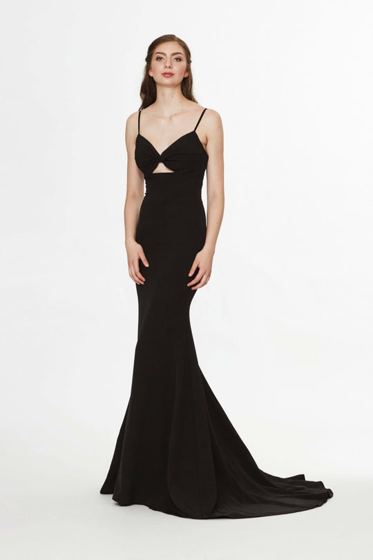 Angela & Alison - 91016 Twist Front Cutout Mermaid Gown In Black