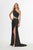Angela & Alison - 91018 Asymmetrical Cutout Glitter Gown In Black