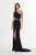 Angela & Alison - 91018 Asymmetrical Cutout Glitter Gown In Blue