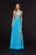 Angela & Alison - 91020 Strapless Illusion Corset High Slit Gown In Blue